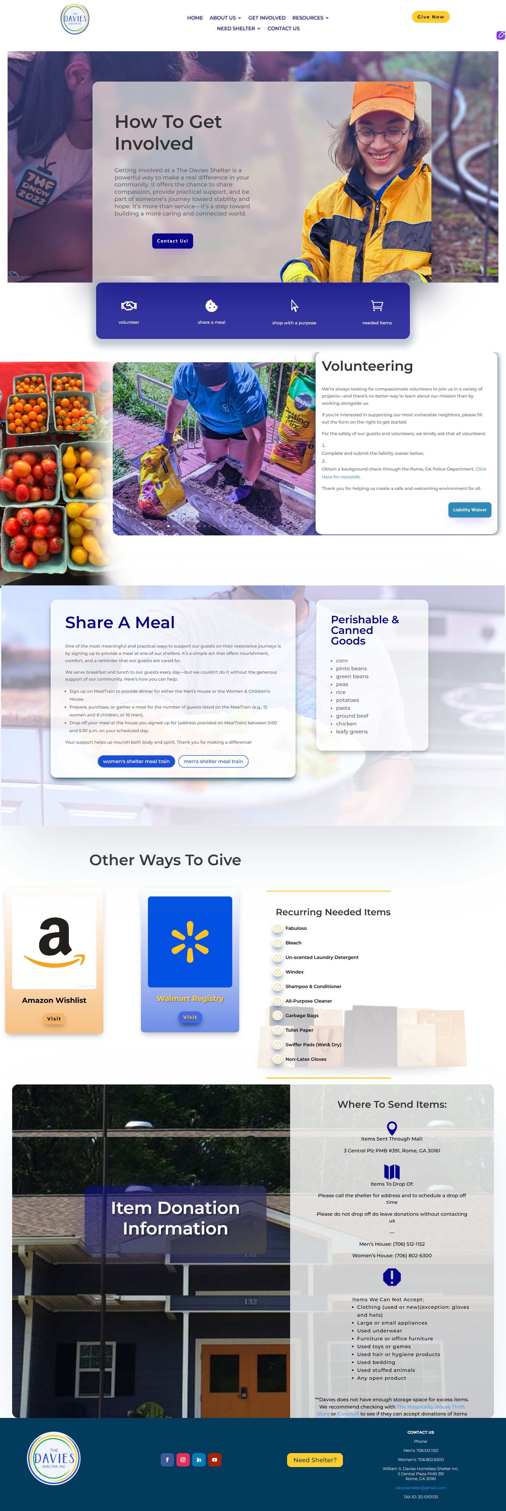 Davies Shelters Get Involved page