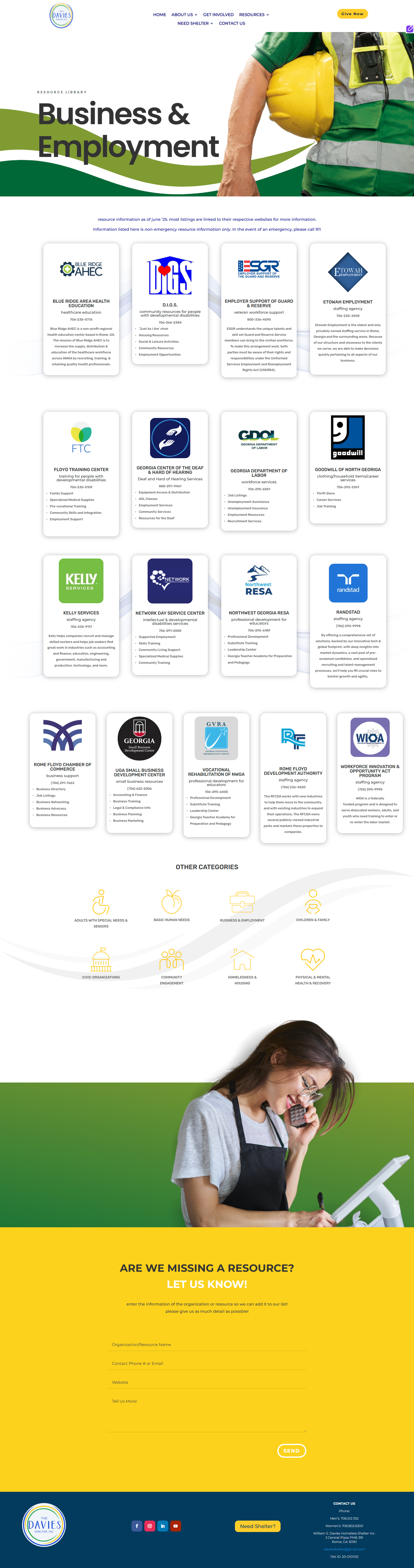 Business & Employment resource page