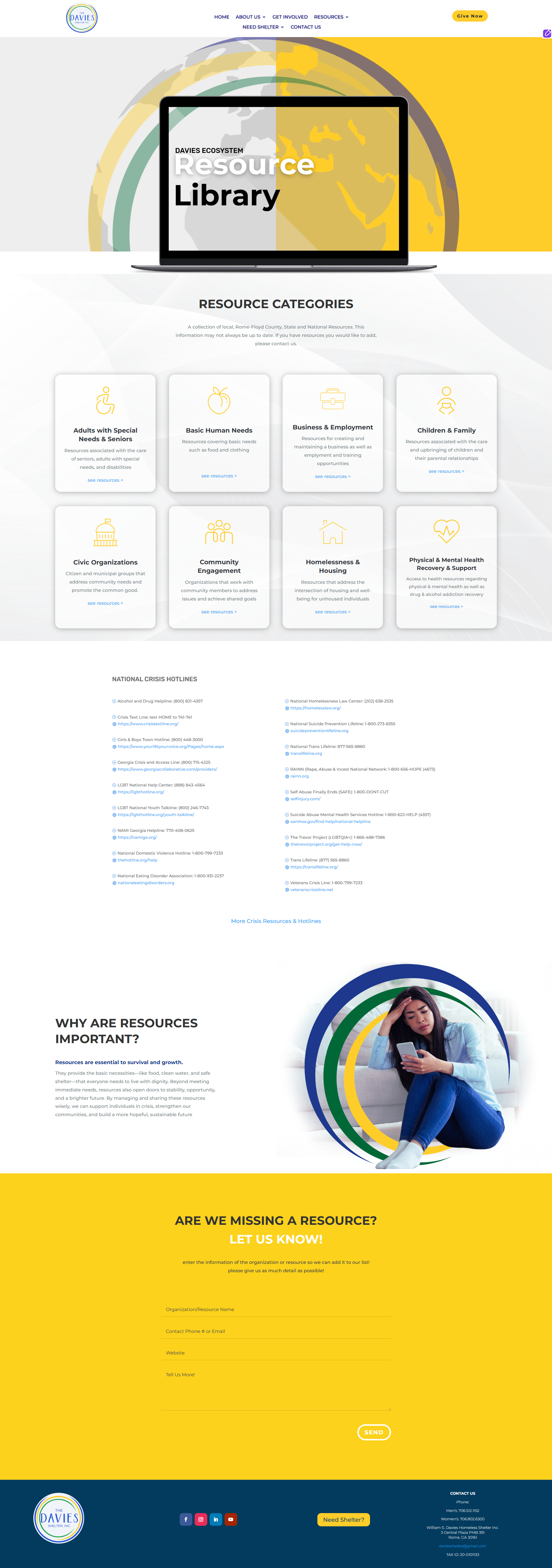 Davies Shelters Resource Library hub