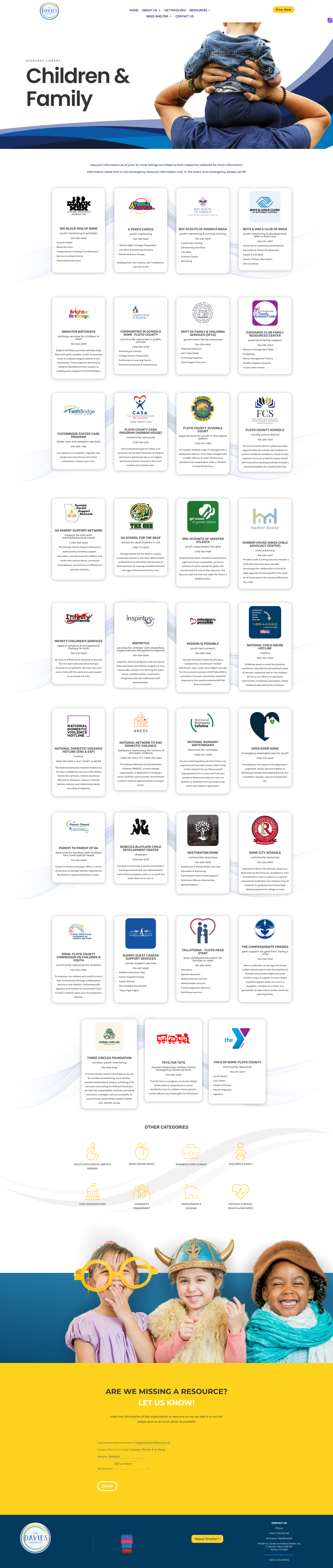 Children & Family resource page