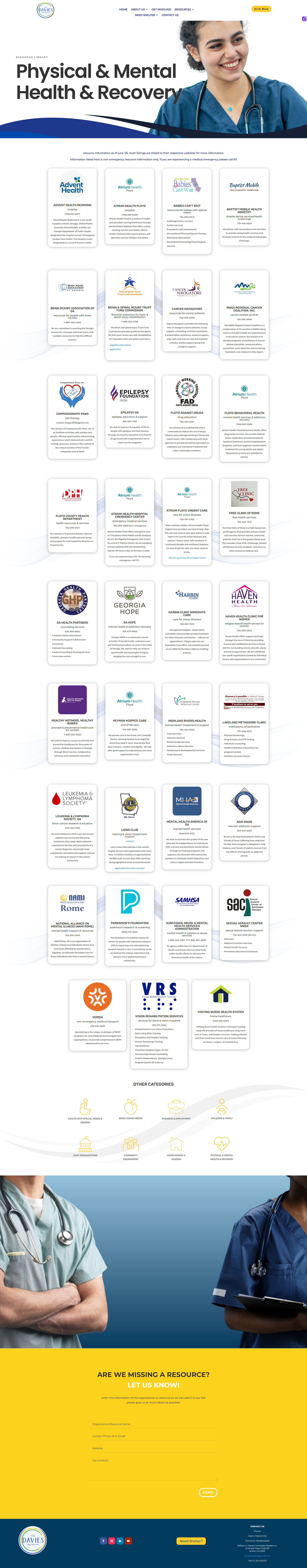 Physical & Mental Health resource page