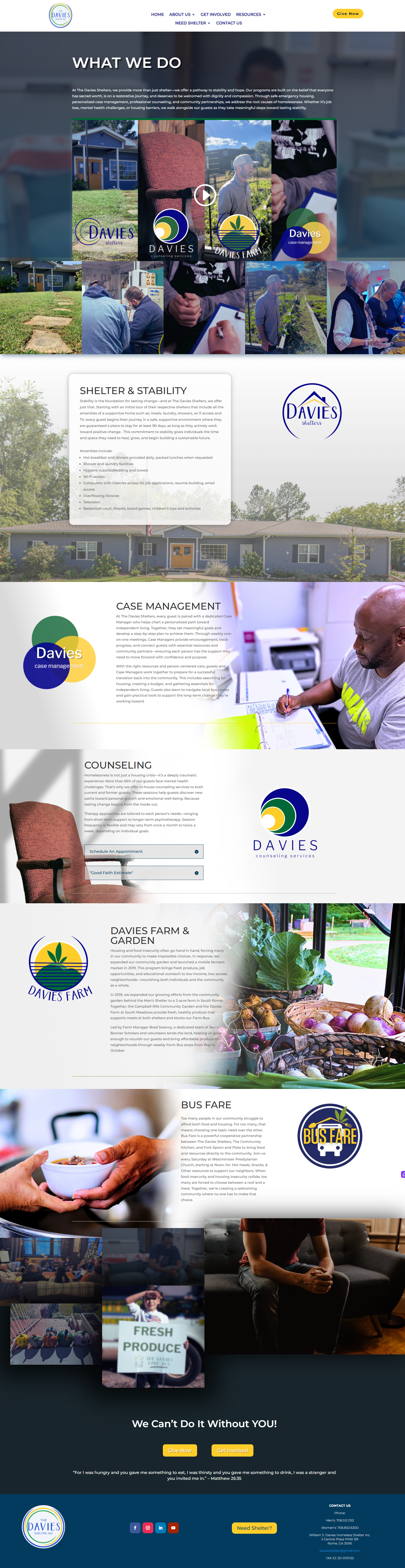 Davies Shelters What We Do page