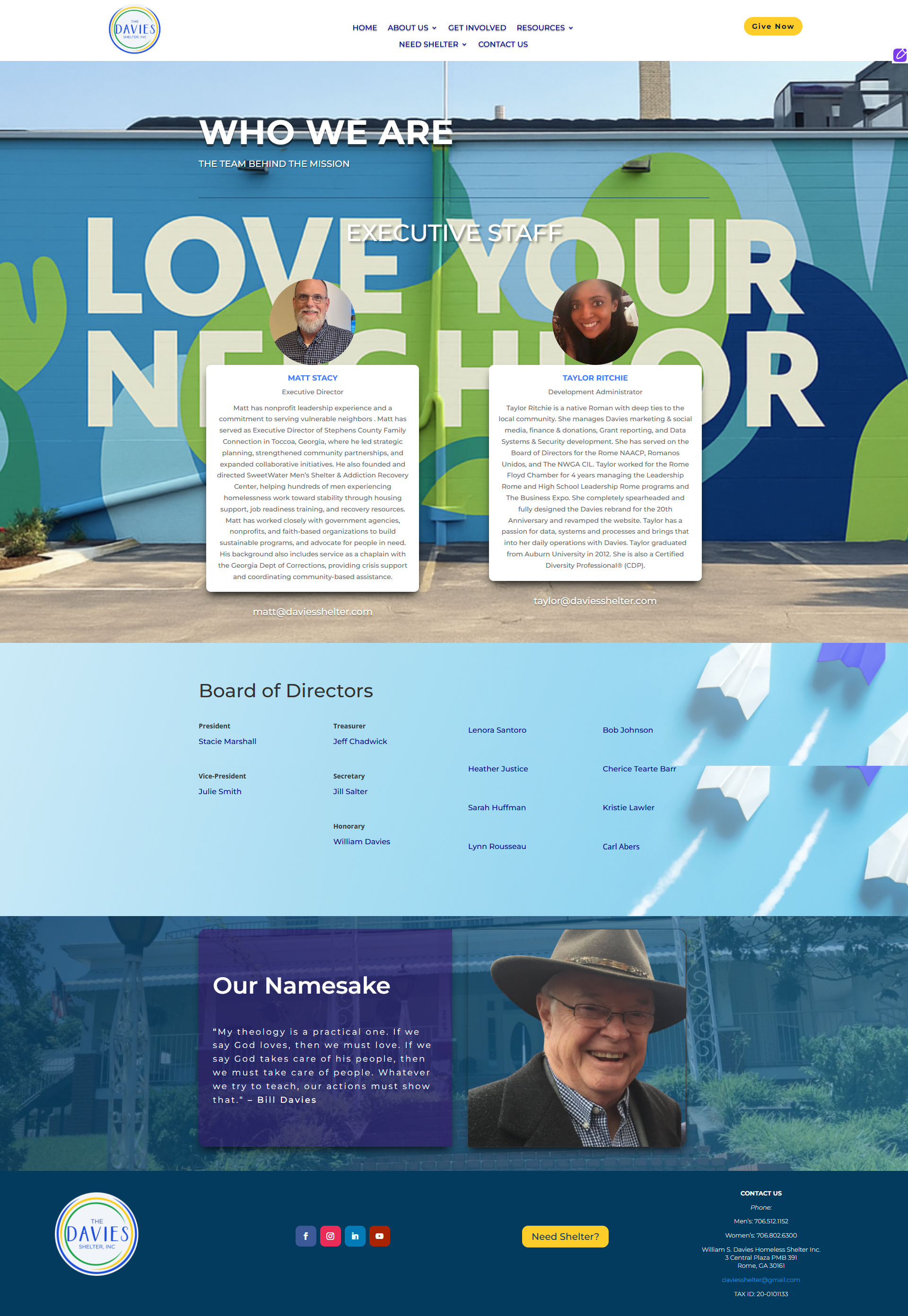 Davies Shelters Who We Are page